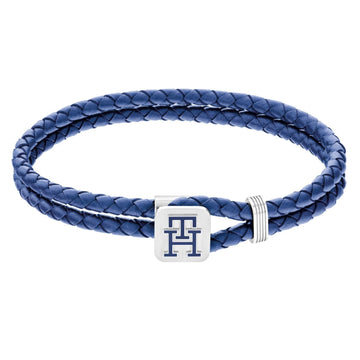 Ανδρικό βραχιόλι Tommy Hilfiger 2790530 από μπλε δέρμα με ασημένιο κούμπωμα.